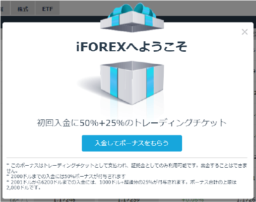 iFOREXの入金ボーナスを受け取る