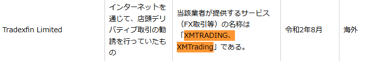 XMは日本の金融庁から警告を受けている